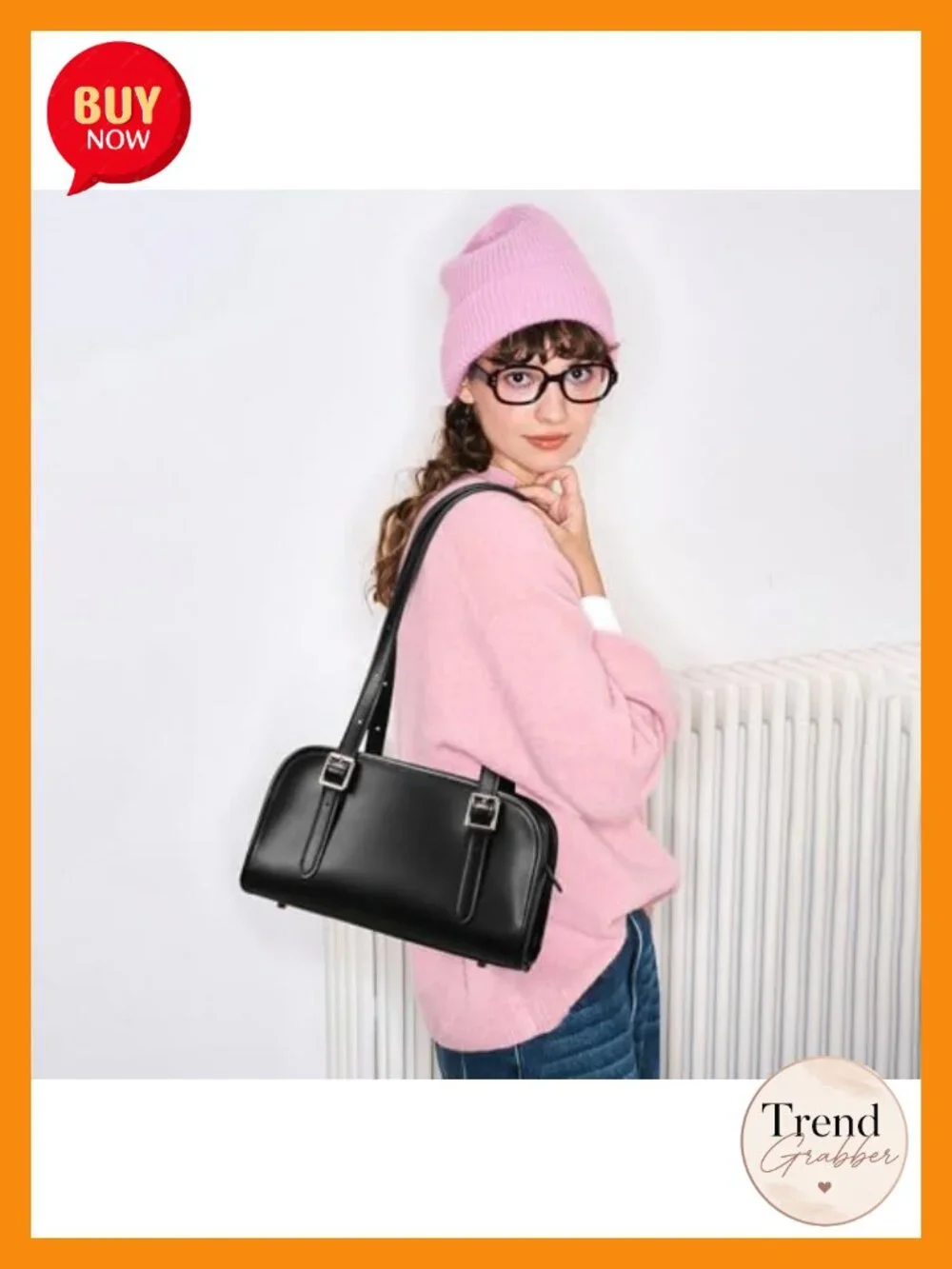 Leather Swing Zip Shoulder Bag Hobo Handbag with Adjustable Strap